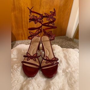 Elegant Red Strappy Heels